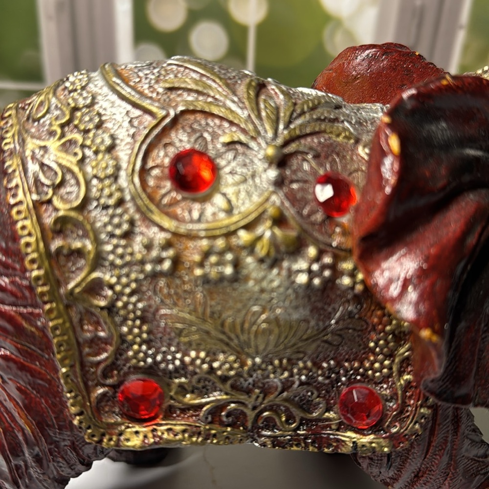 Decorative Elephant Figurine with Gold Accents - Picture 12 of 17